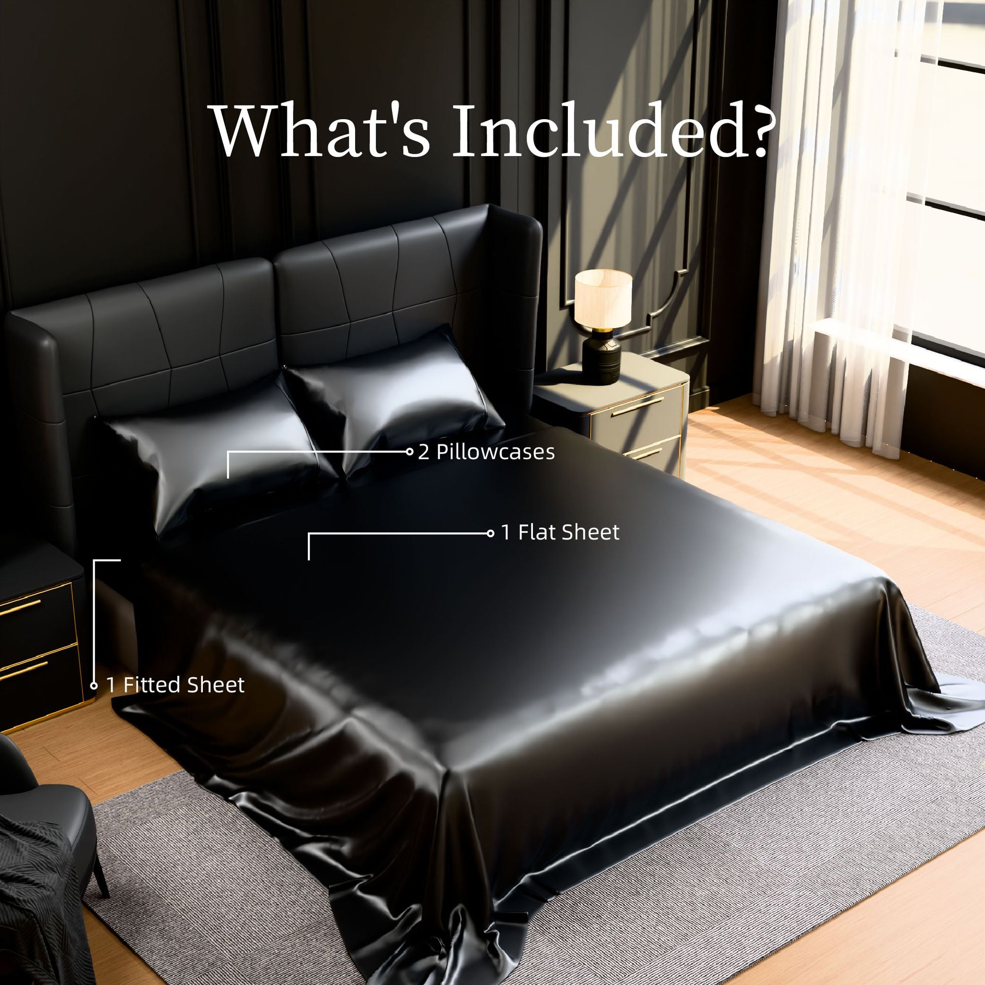 Luxurious Satin Bed Sheet Set – Full Size, 4-Piece with Deep Pockets