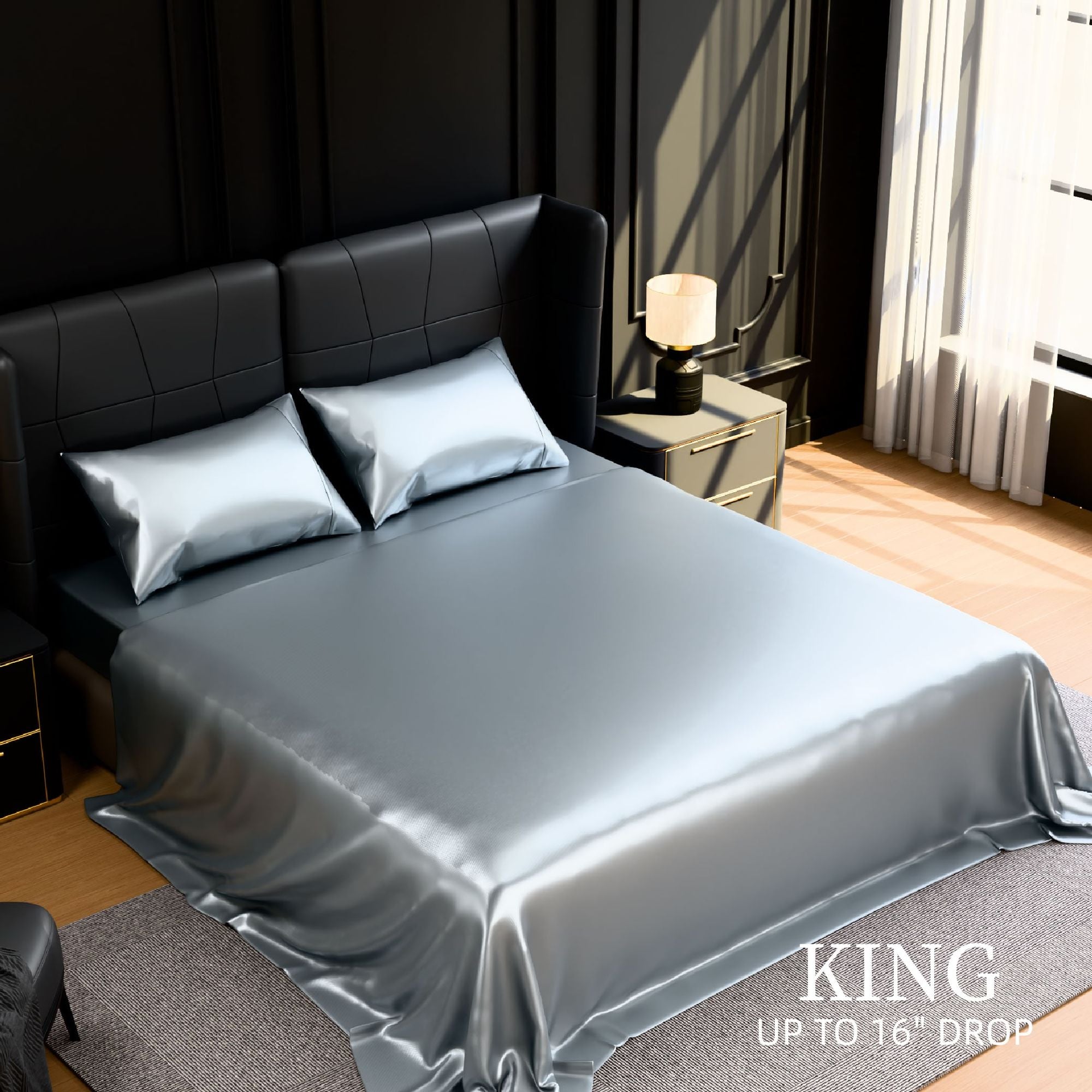 Luxurious Satin King Sheet Set with 15- Deep Pocket