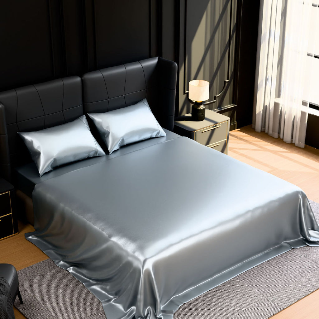 Hotel-Quality Silky Satin Queen Sheet Set – 4 Pieces with Deep Pocket