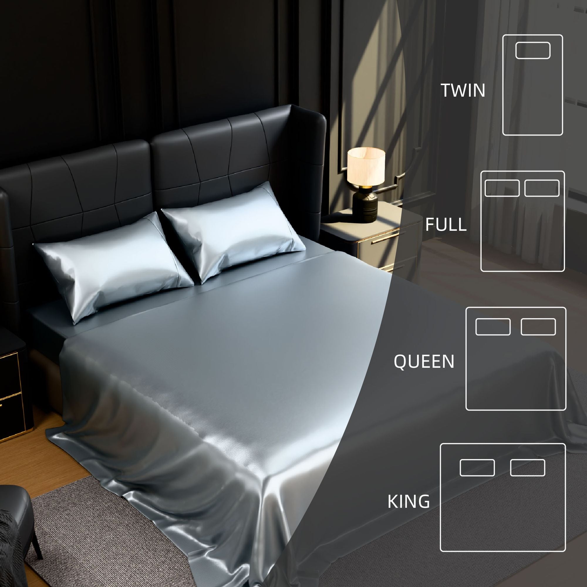 Hotel-Quality Silky Satin Queen Sheet Set – 4 Pieces with Deep Pocket