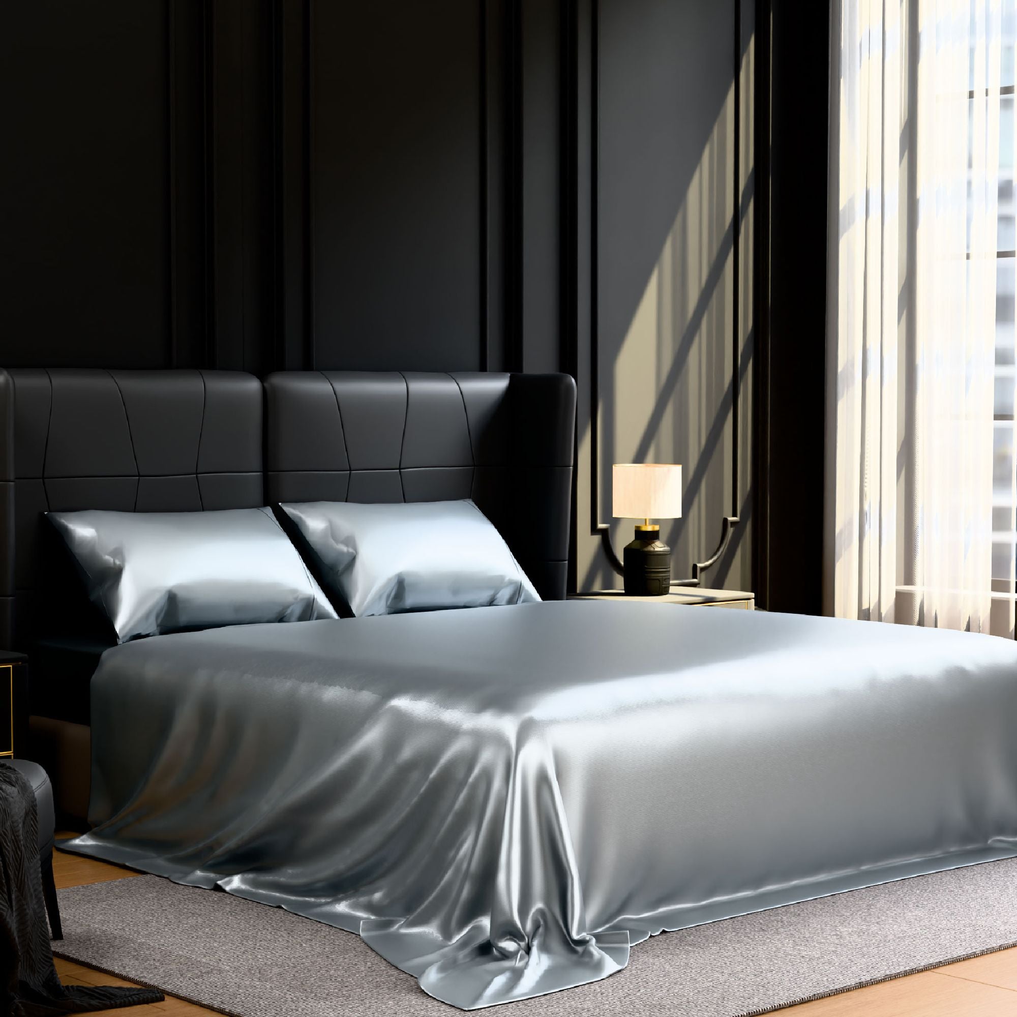 Hotel-Quality Silky Satin Queen Sheet Set – 4 Pieces with Deep Pocket