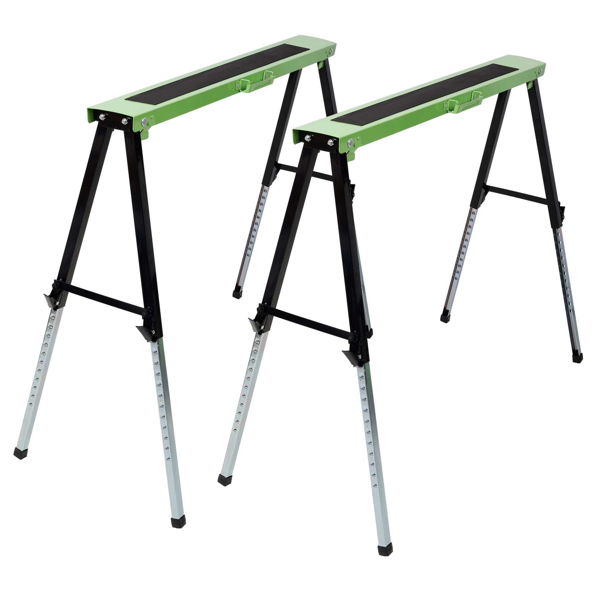 Folding Saw Horses 2 Pack with Adjustable Height Work Platform