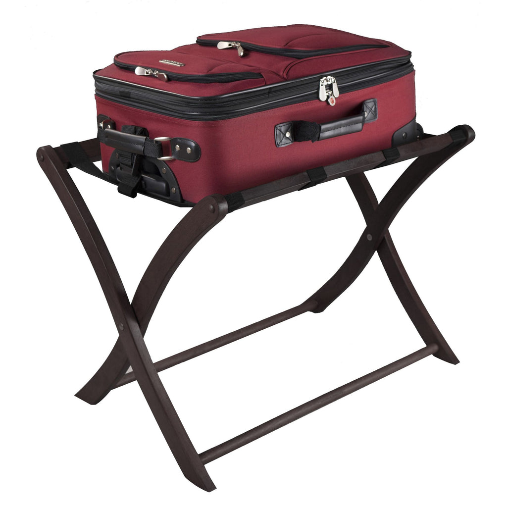 Scarlett Espresso Folding Luggage Rack for Guest Rooms