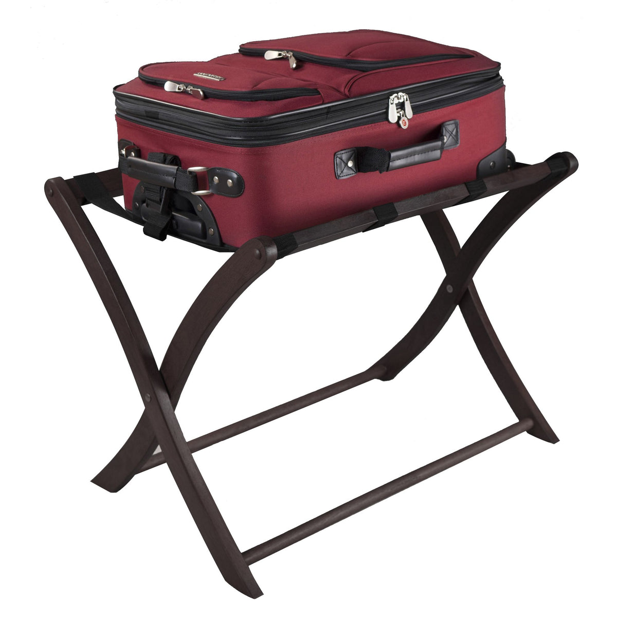 Scarlett Espresso Folding Luggage Rack for Guest Rooms