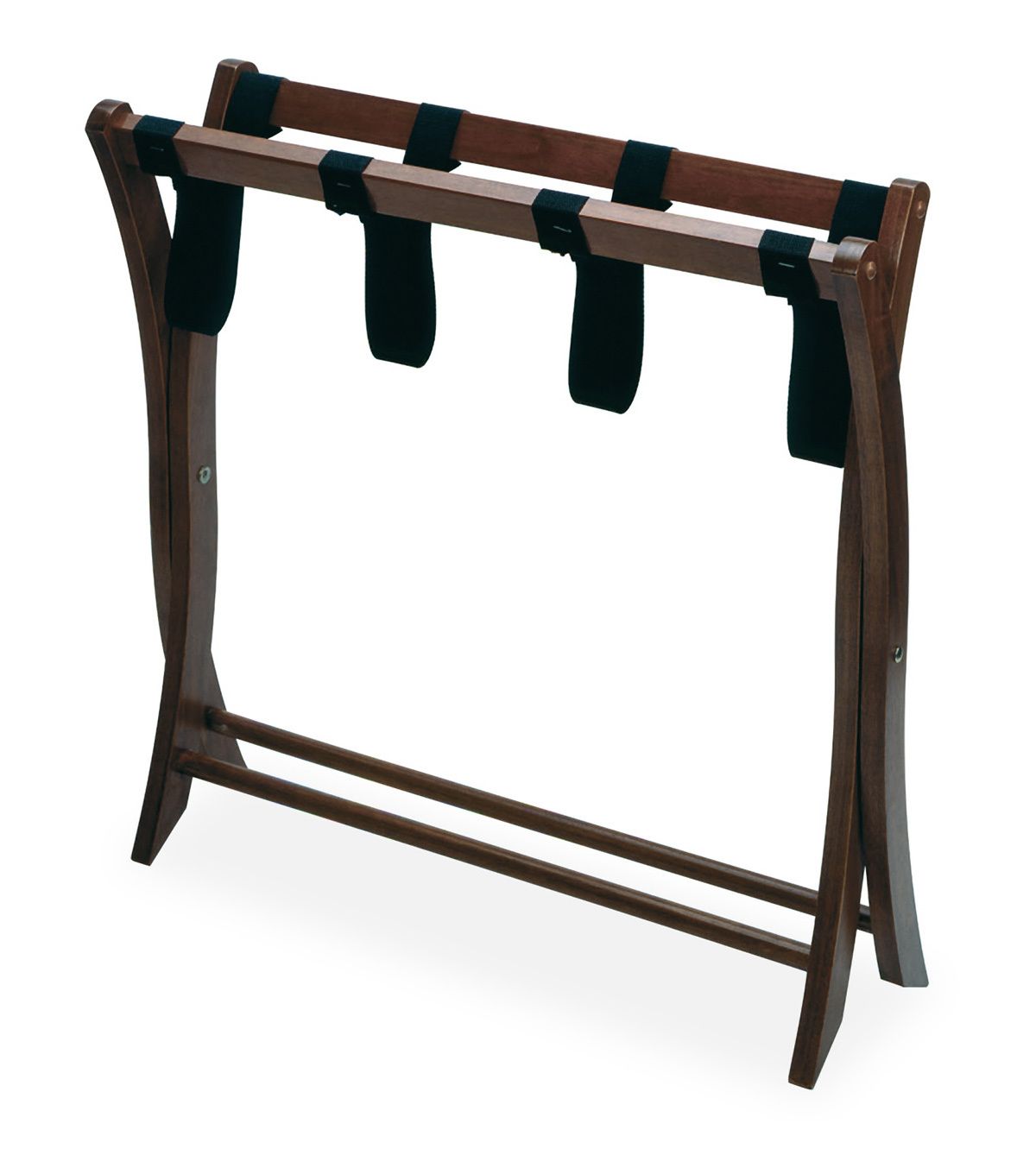 Scarlett Folding Luggage Rack with Curved Walnut Finish