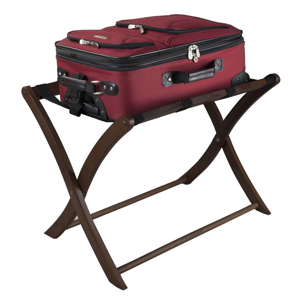 Scarlett Folding Luggage Rack with Curved Walnut Finish