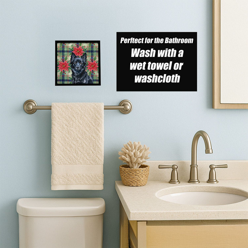 Schipperke Christmas Poinsettia Framed Wall Art