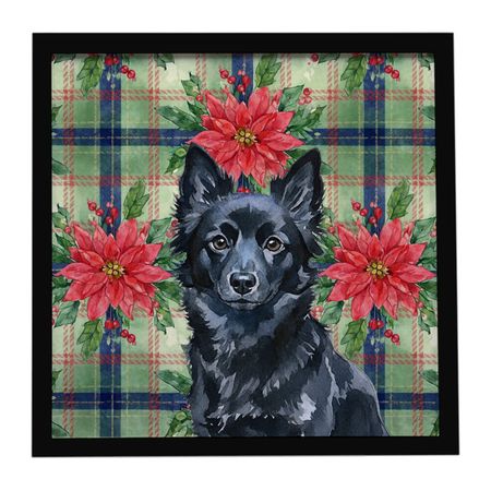 Schipperke Christmas Poinsettia Framed Wall Art