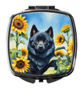 Schipperke in Sunflowers Folding Compact Mirror