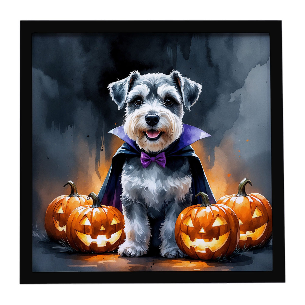 Schnauzer Puppy Halloween Framed Wall Art