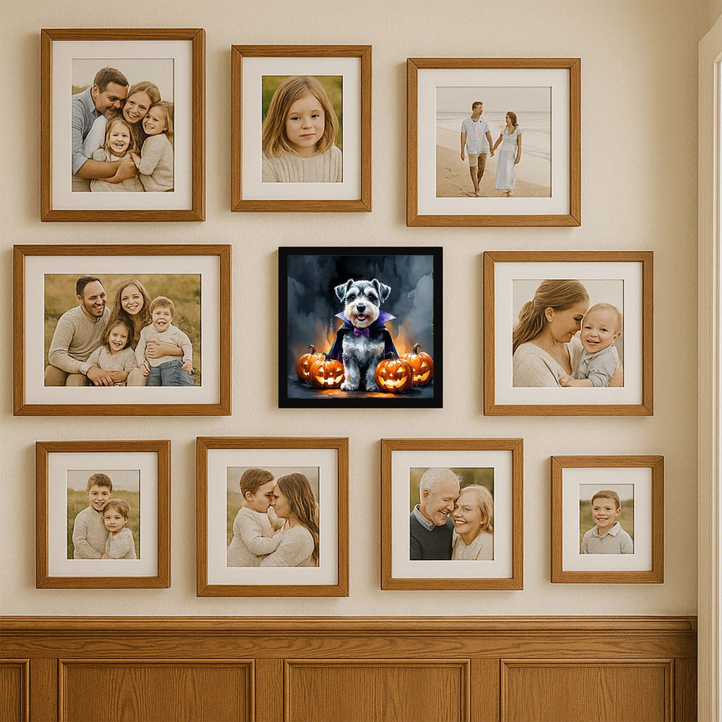 Schnauzer Puppy Halloween Framed Wall Art
