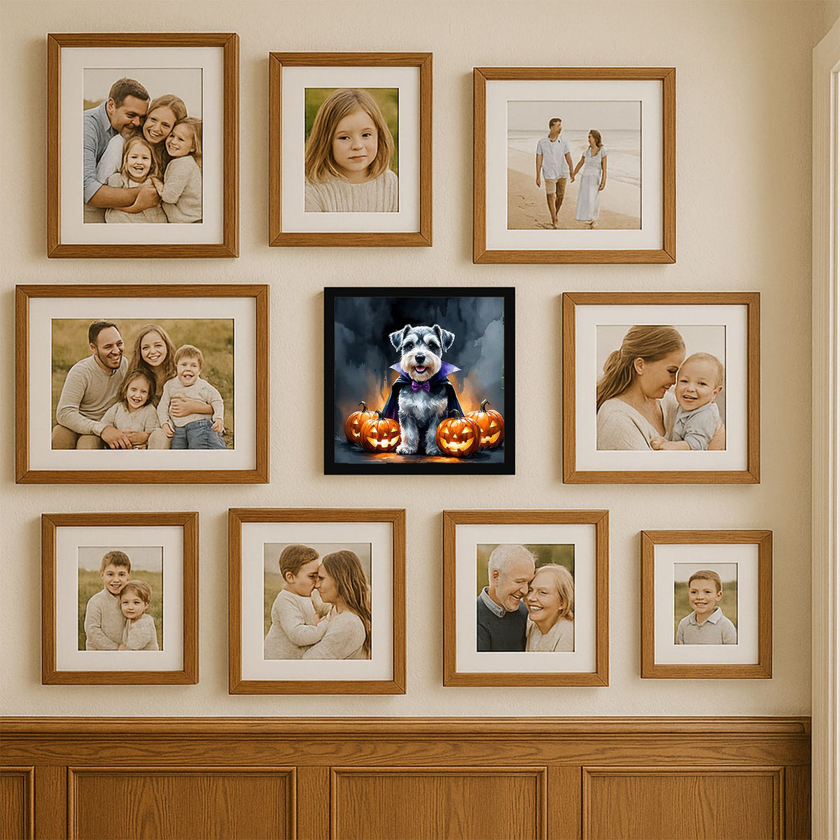 Schnauzer Puppy Halloween Framed Wall Art
