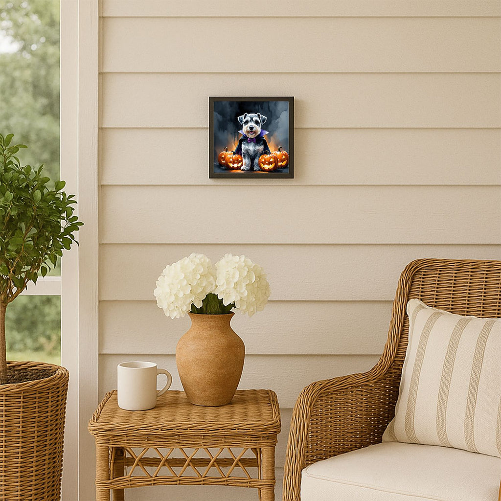 Schnauzer Puppy Halloween Framed Wall Art