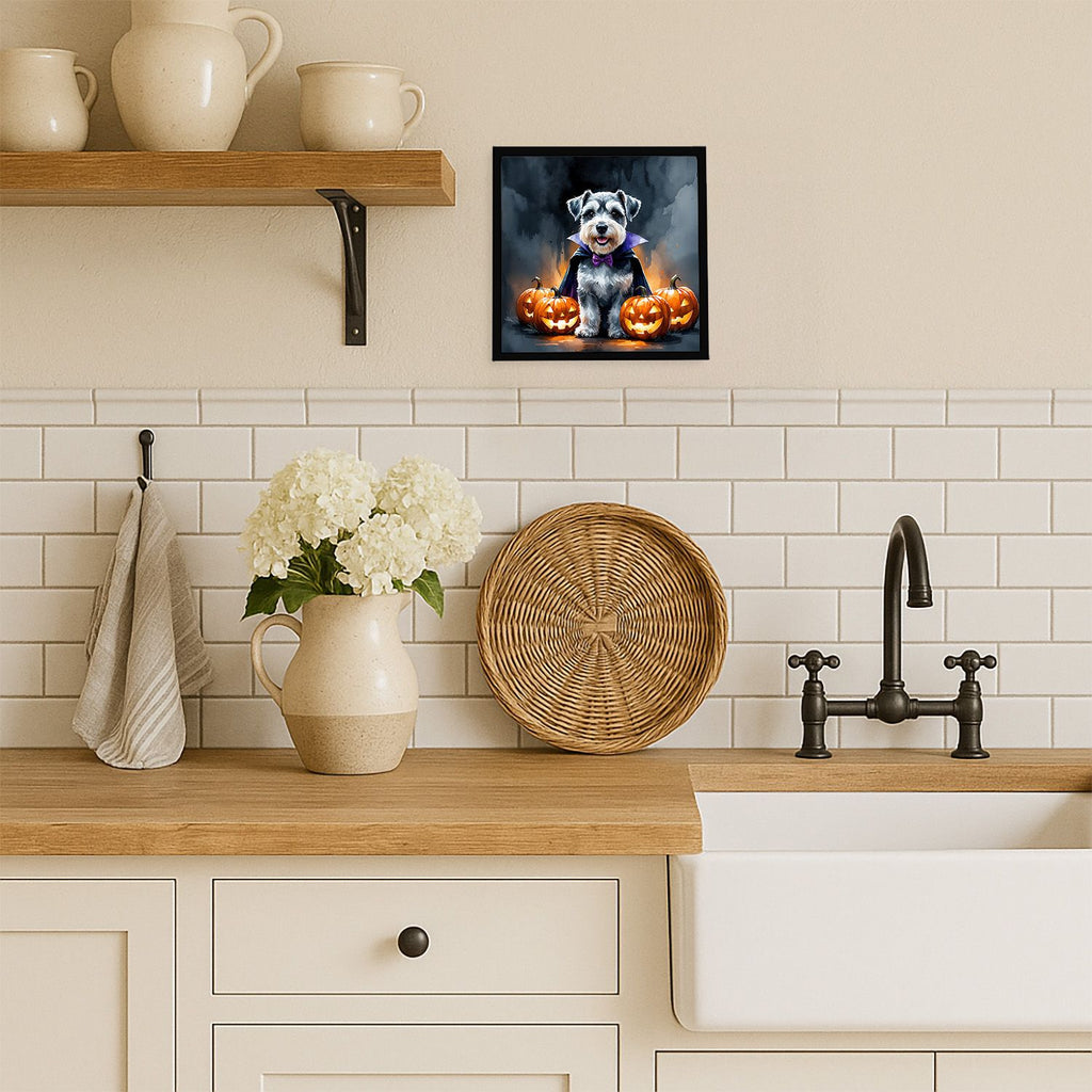 Schnauzer Puppy Halloween Framed Wall Art