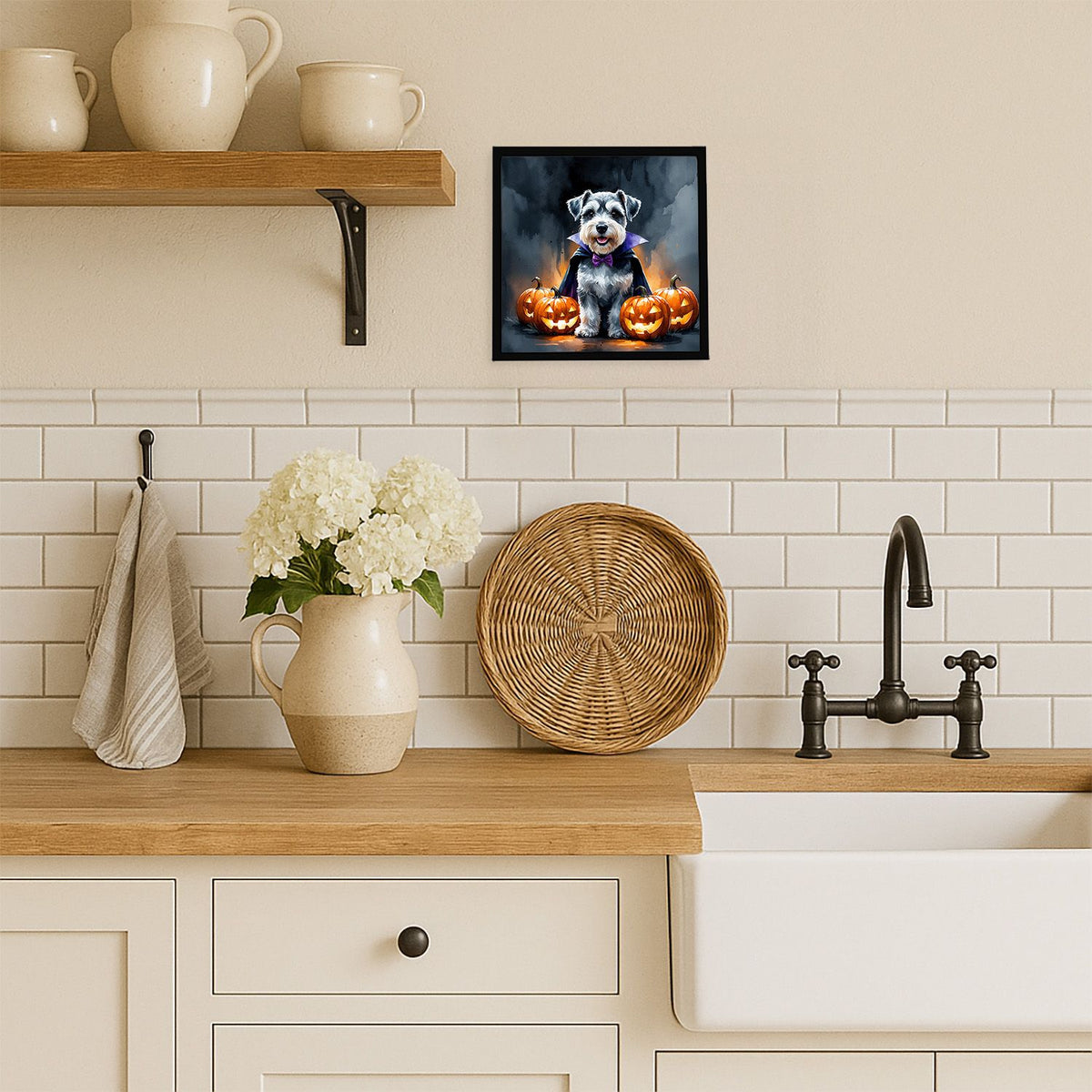 Schnauzer Puppy Halloween Framed Wall Art