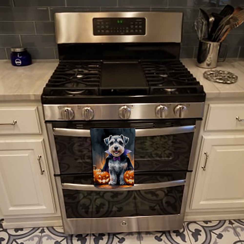 Schnauzer Puppy Halloween Kitchen Towel