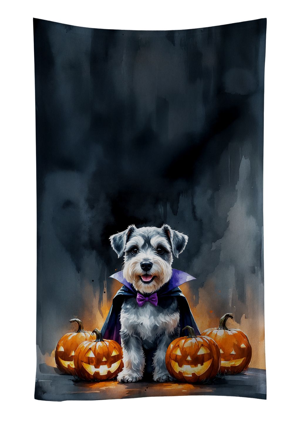 Schnauzer Puppy Halloween Kitchen Towel