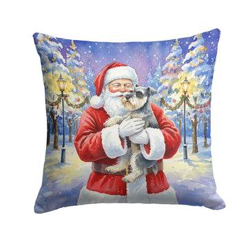 Schnauzer with Santa Claus Christmas Accent Pillow