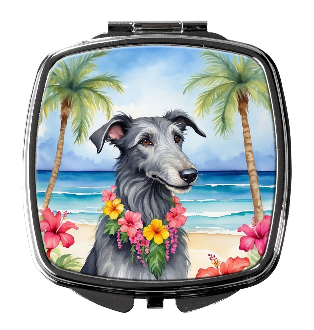 Scottish Deerhound Luau Folding Compact Mirror