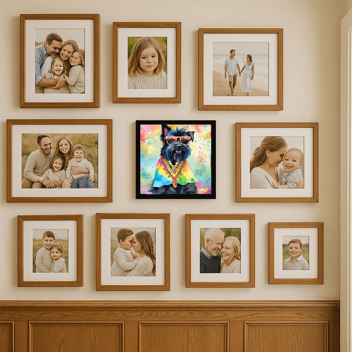 Scottish Terrier Hippie Dawg Framed Wall Art
