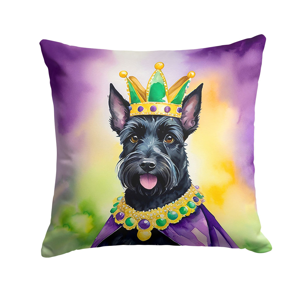 Scottish Terrier King of Mardi Gras Throw Pillow