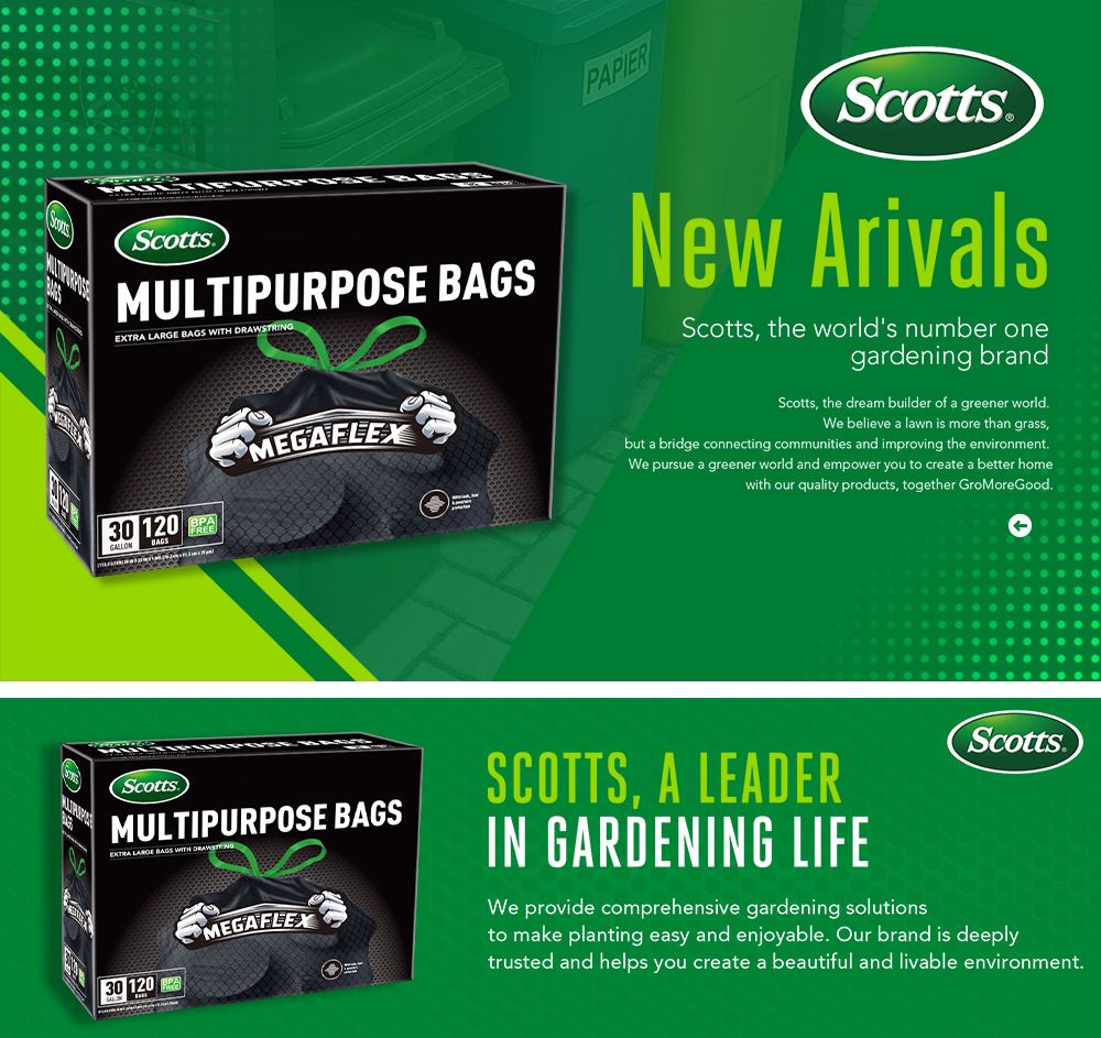Scotts 120-Count Black Large Drawstring Garbage Bags for Kitchen & Multi-Purpose Use