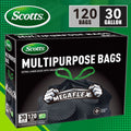 Scotts 120-Count Black Large Drawstring Garbage Bags for Kitchen & Multi-Purpose Use