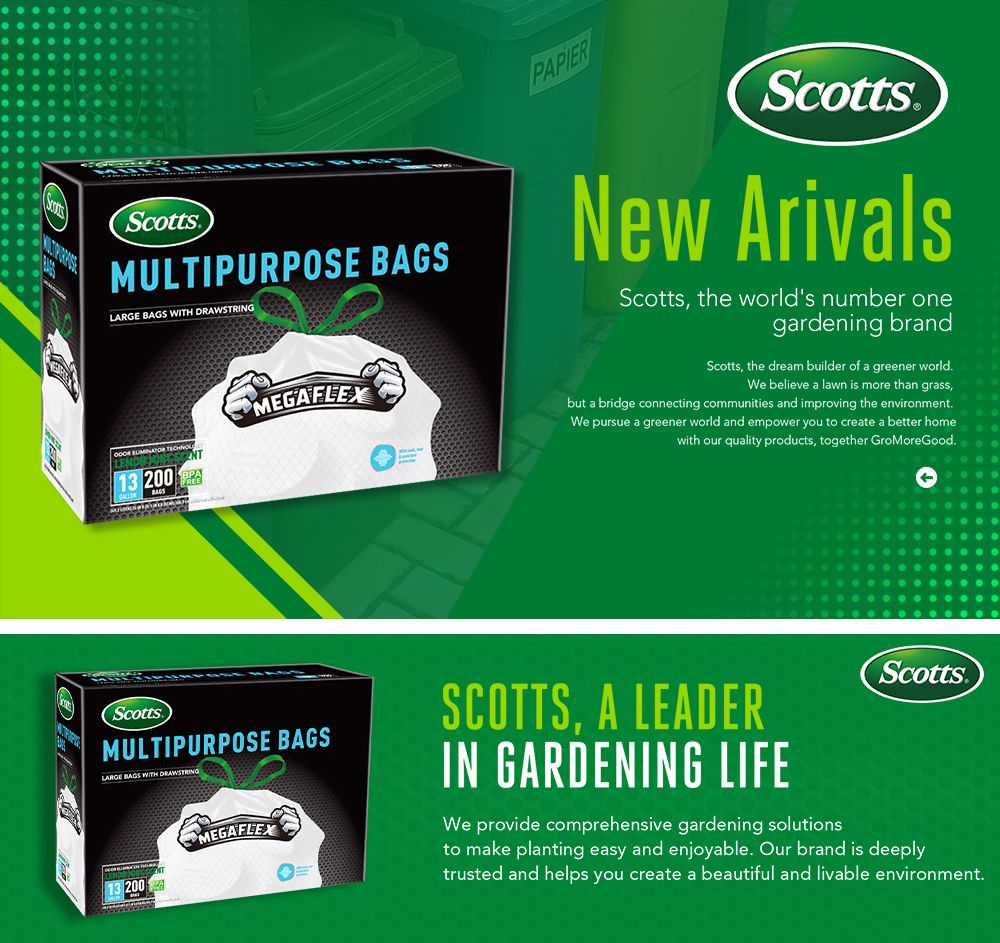 Scotts 200 Count 13 Gallon Kitchen Trash Bags with Deodorization Technology and Lemon Scent