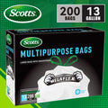 Scotts 200 Count 13 Gallon Kitchen Trash Bags with Deodorization Technology and Lemon Scent
