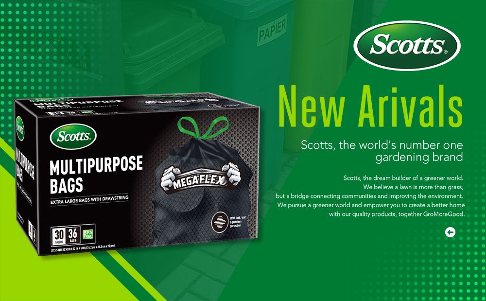 Scotts 36 Bags 30 Gallon Box Disposable Non-Rip Black Large Drawstring Garbage Bags, Suitable for La
