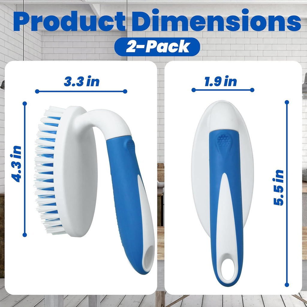 2-Pack Scrub Brushes with Stiff Bristles for All-Purpose Cleaning