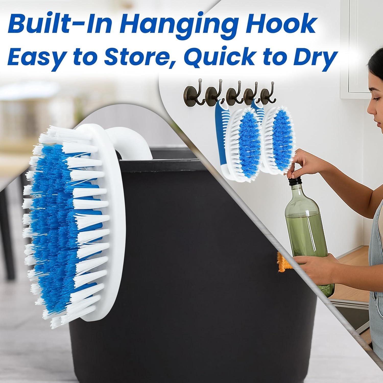 2-Pack Scrub Brushes with Stiff Bristles for All-Purpose Cleaning