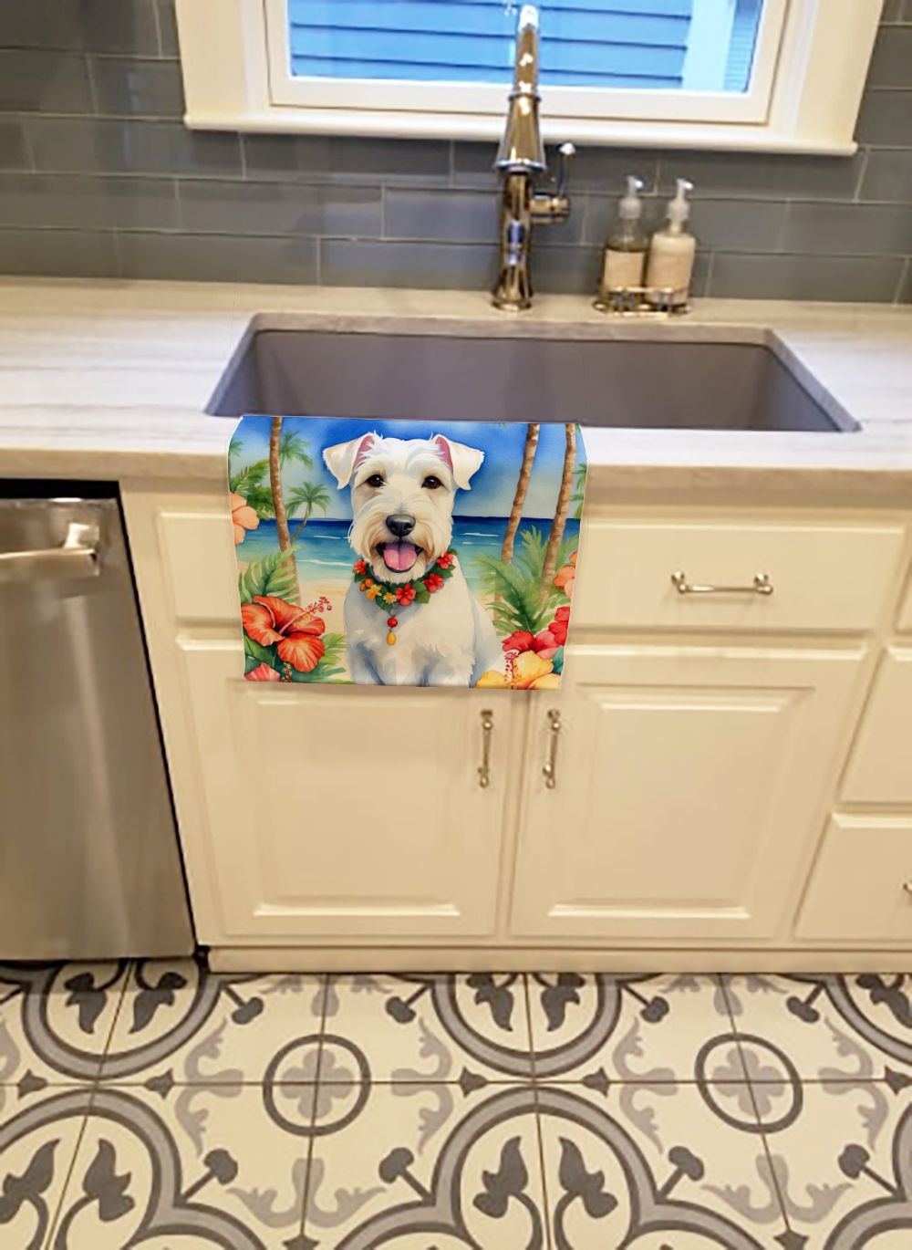 Sealyham Terrier Luau Decorative Kitchen Towel