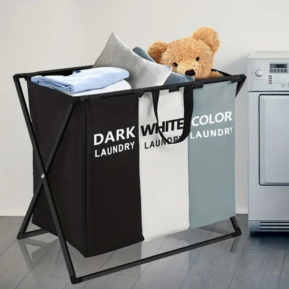 Segmented Foldable Laundry Hamper with Oxford Fabric Bags