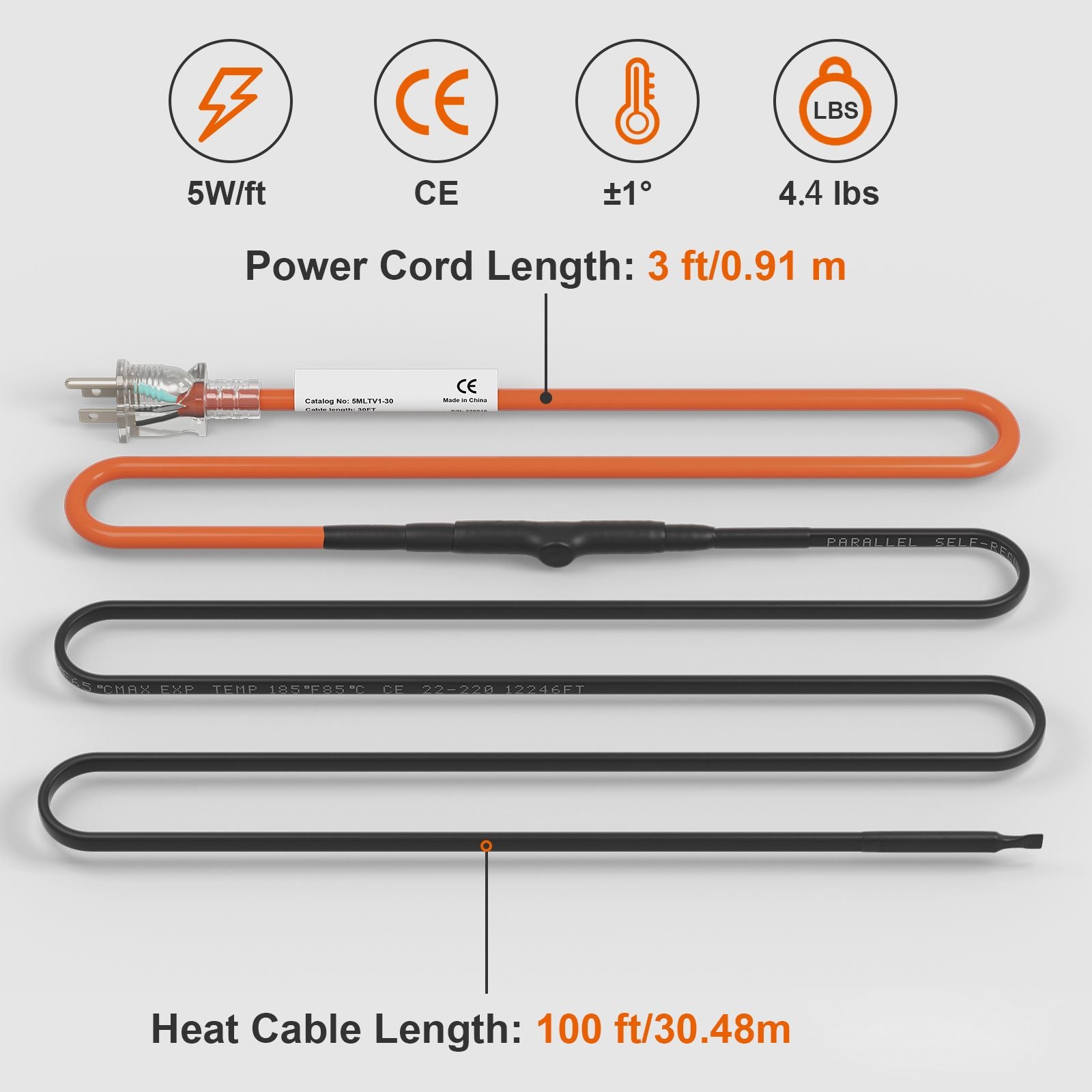 Self-Regulating Pipe Heating Cable for Freeze Protection