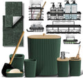 6-Piece Hunter Green Bathroom Accessories Set with Rugs and Shower Caddy
