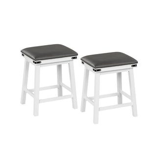 Set of 2 Acacia Wood Bar Stools with Padded Seats