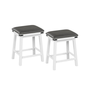 Set of 2 Acacia Wood Bar Stools with Padded Seats