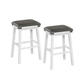 Set of 2 Acacia Wood Bar Stools with Padded Seats - 30 inches