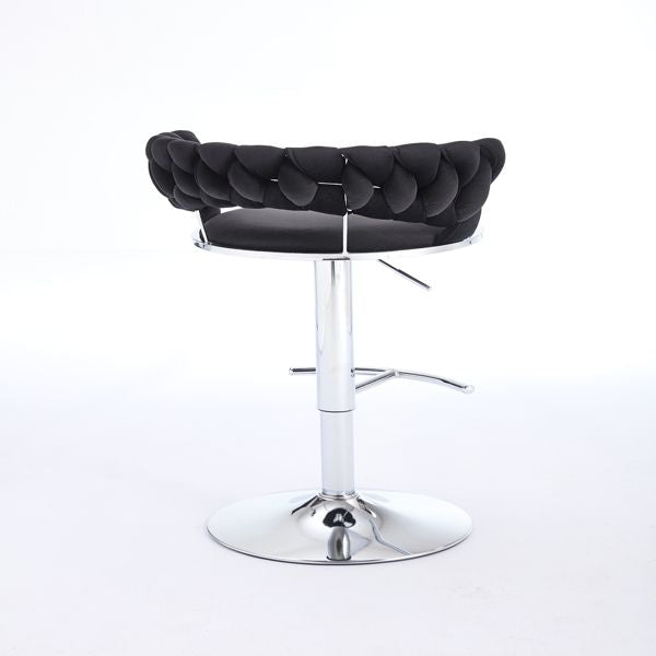 Set of 2 Bar Stools with Chrome Footrest and Swivel Height Adjustment