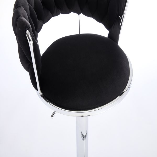 Set of 2 Bar Stools with Chrome Footrest and Swivel Height Adjustment