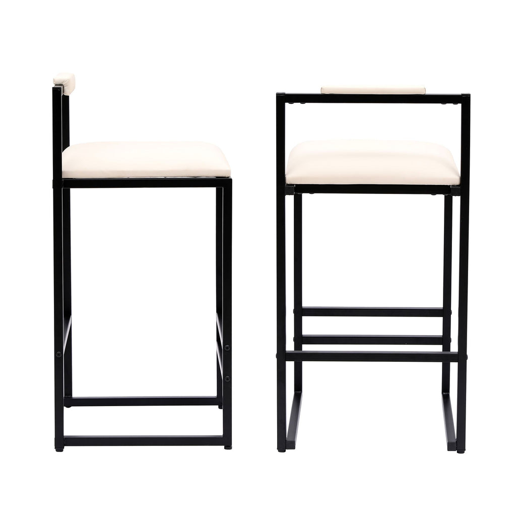 Set of 2 Barstools Faux Leather Upholstered Bar Stools Modern Metal Frame Dining Chairs