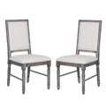 Set of 2 Linen Upholstered Dining Chairs – Cream & Weathered Gray
