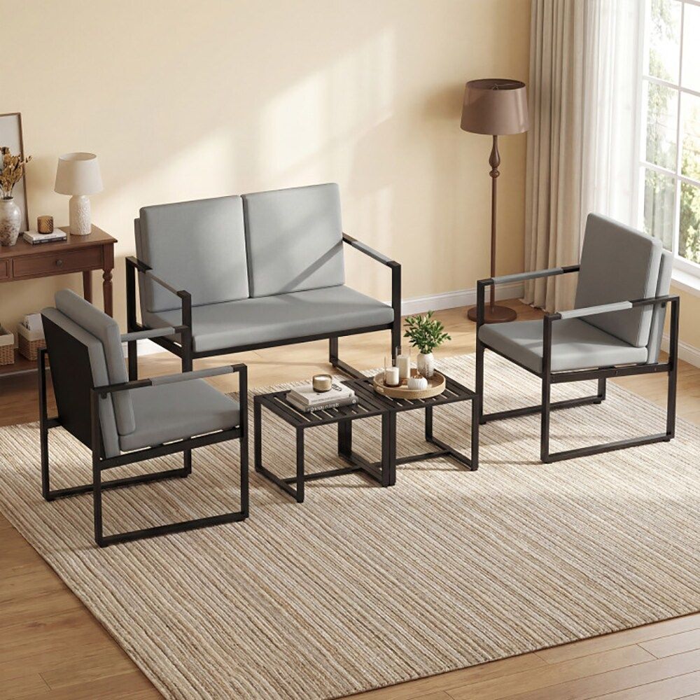 Set of 2 Mid Century Modern Single Sofa Chairs with Cushions Adjustable for Living Rooms, Home
