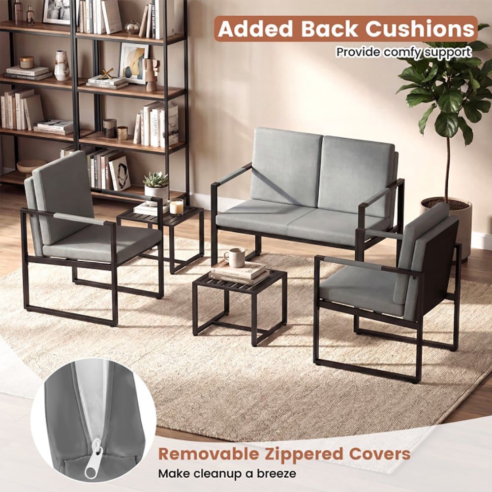 Set of 2 Mid Century Modern Single Sofa Chairs with Cushions Adjustable for Living Rooms, Home