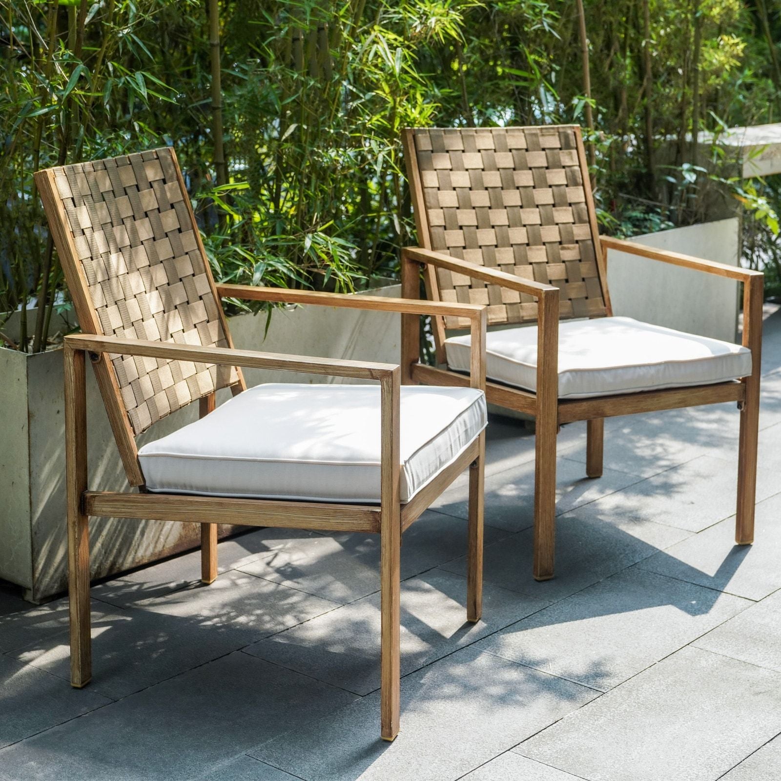 Wood-Grain Patio Chairs for Flexible Outdoor Dining