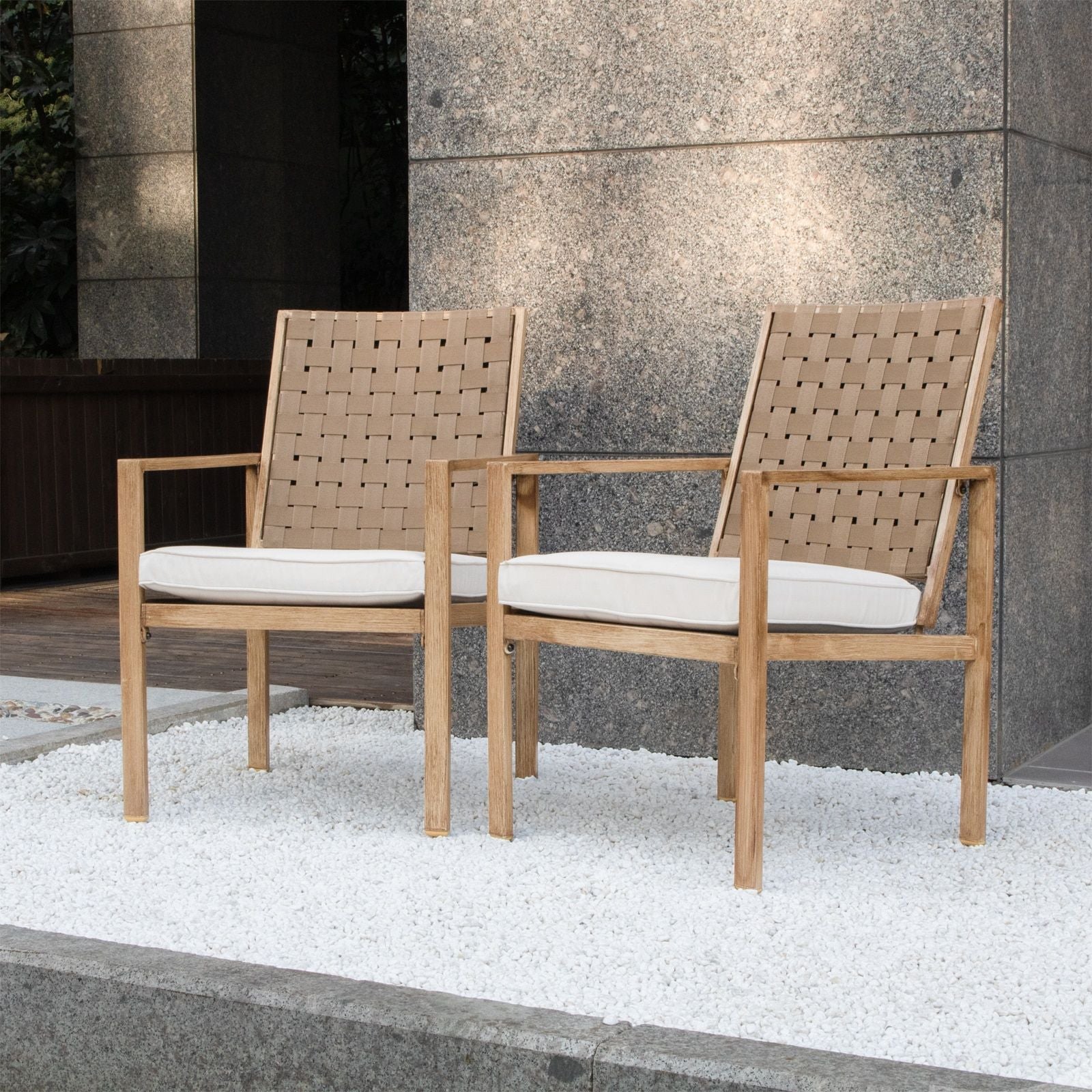 Wood-Grain Patio Chairs for Flexible Outdoor Dining