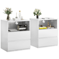 Charging End Tables with Drawers and Open Shelves