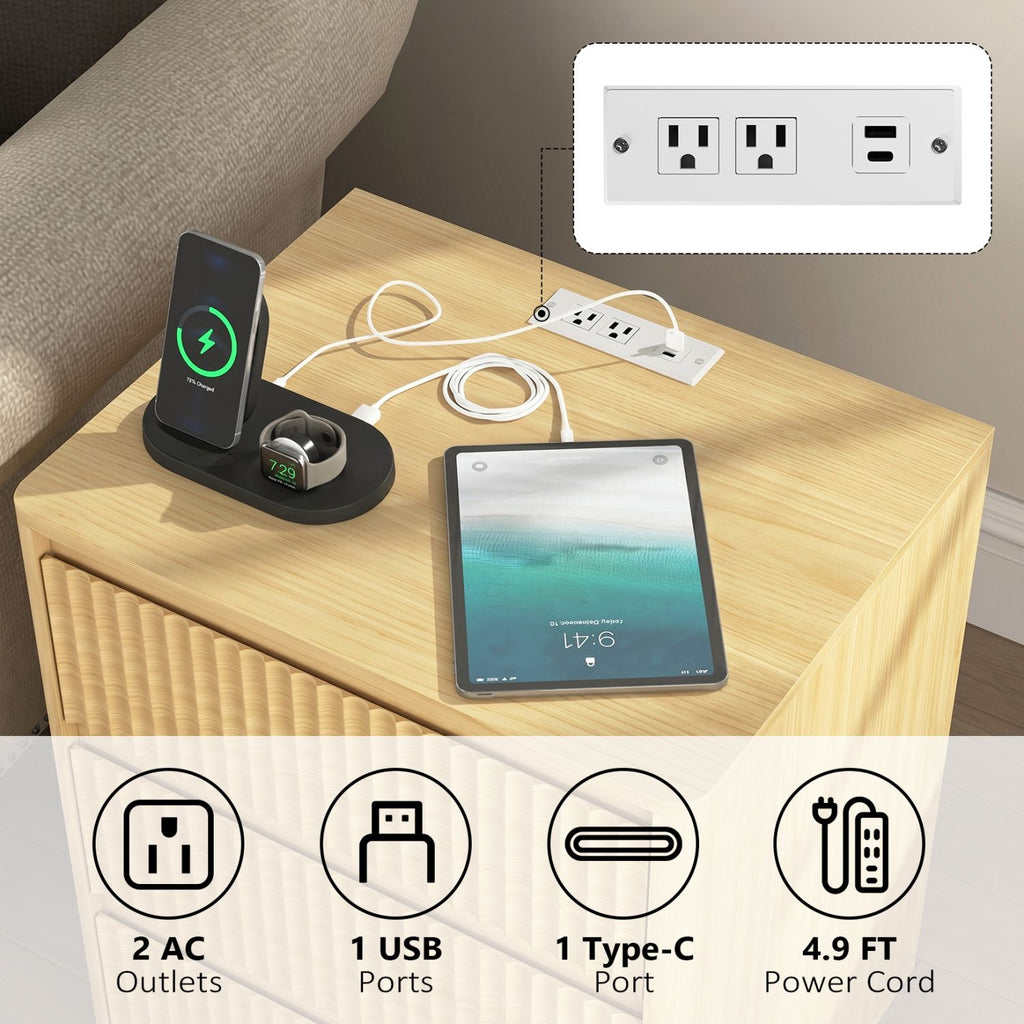Modern Charging End Tables with Drawers