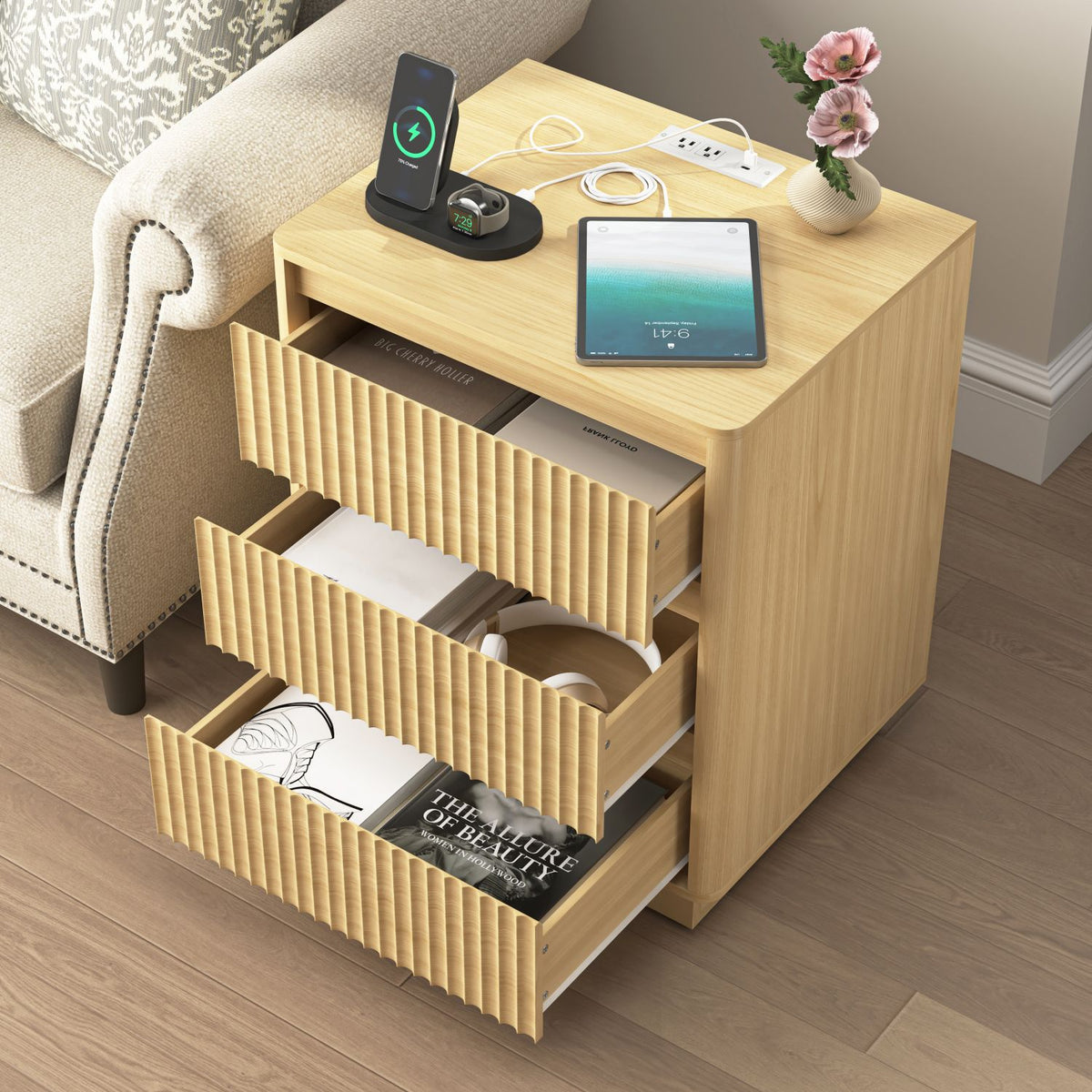 Modern Charging End Tables with Drawers